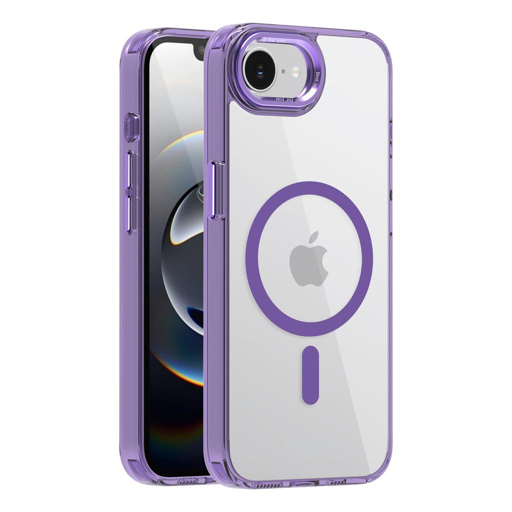 For iphone 17 16 15 Pro Plus Max Air and 17e 16e Case Clear Color Magnetic Metal Keys Anti-Drop and Anti-Fingerprint Phone Cover