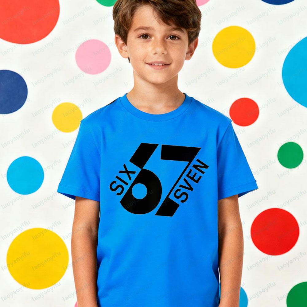 67 Meme Kids TShirt Latest Trendy Style Creative Design Six Seven Number Printed Tshirt Boys Christmas Holiday Tee Xmas Tops
