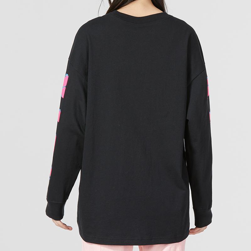 Nike Sportbekleidung Damen Bedrucktes Rundhals-T-Shirt Locker Langarm Schwarz Damen DX7925-010