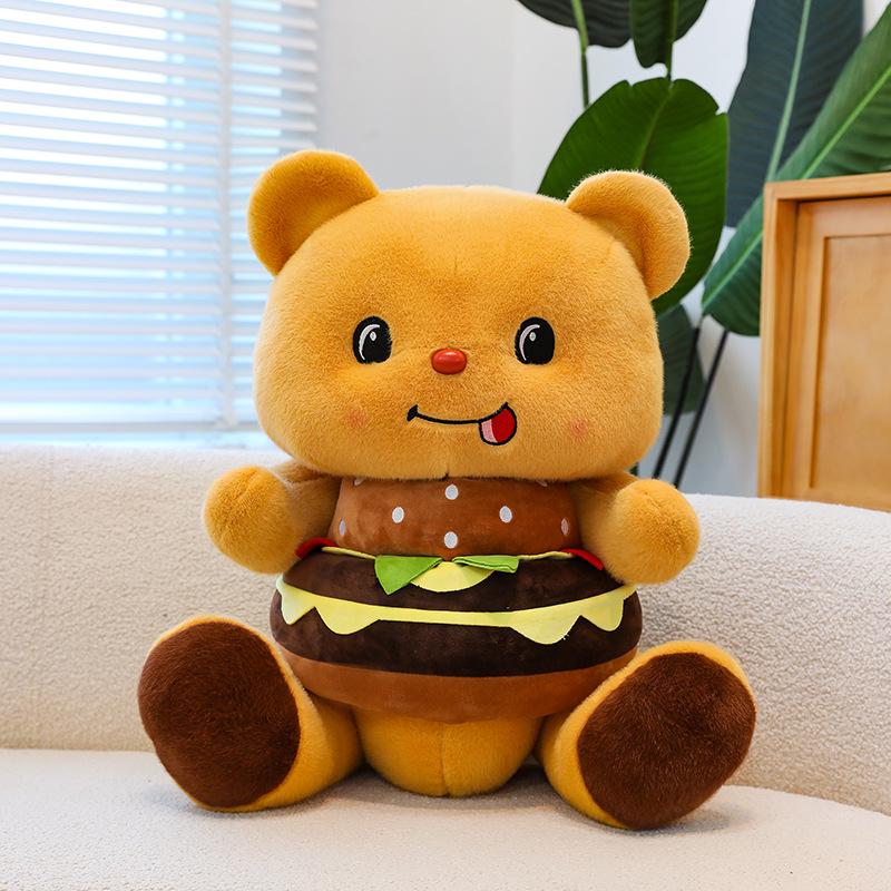 

Cross-border Hamburger Bear Cosplay Plush Doll - 8-Inch Claw Machine Toy 25cm 0.15kg (non-detachable)