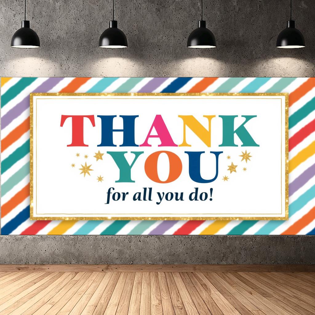 Thank You Banner Vibrant Colors Thank You Card Bold Fonts Recognition Banner for Employee Recognition Recognition Ceremony