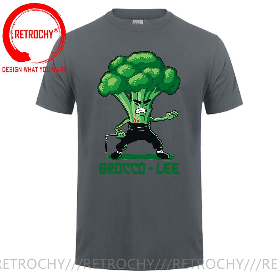 New Anime Brocco Lee T shirt Unisex Funny Vegetable with Nunchucks Tshirt Parody Kung Fu Brucee Lee T shirt Jeet Kune Do tee shirt