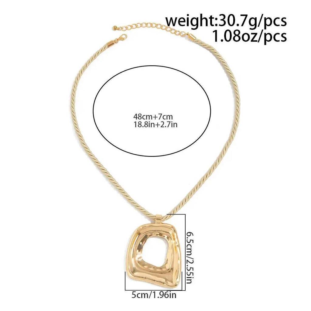 SHIXIN 4 Styles Trend Square Flower Conch Pendant Necklace for Women Simple Woven Rope Chain Necklace Clavicle Chain New Jewelry