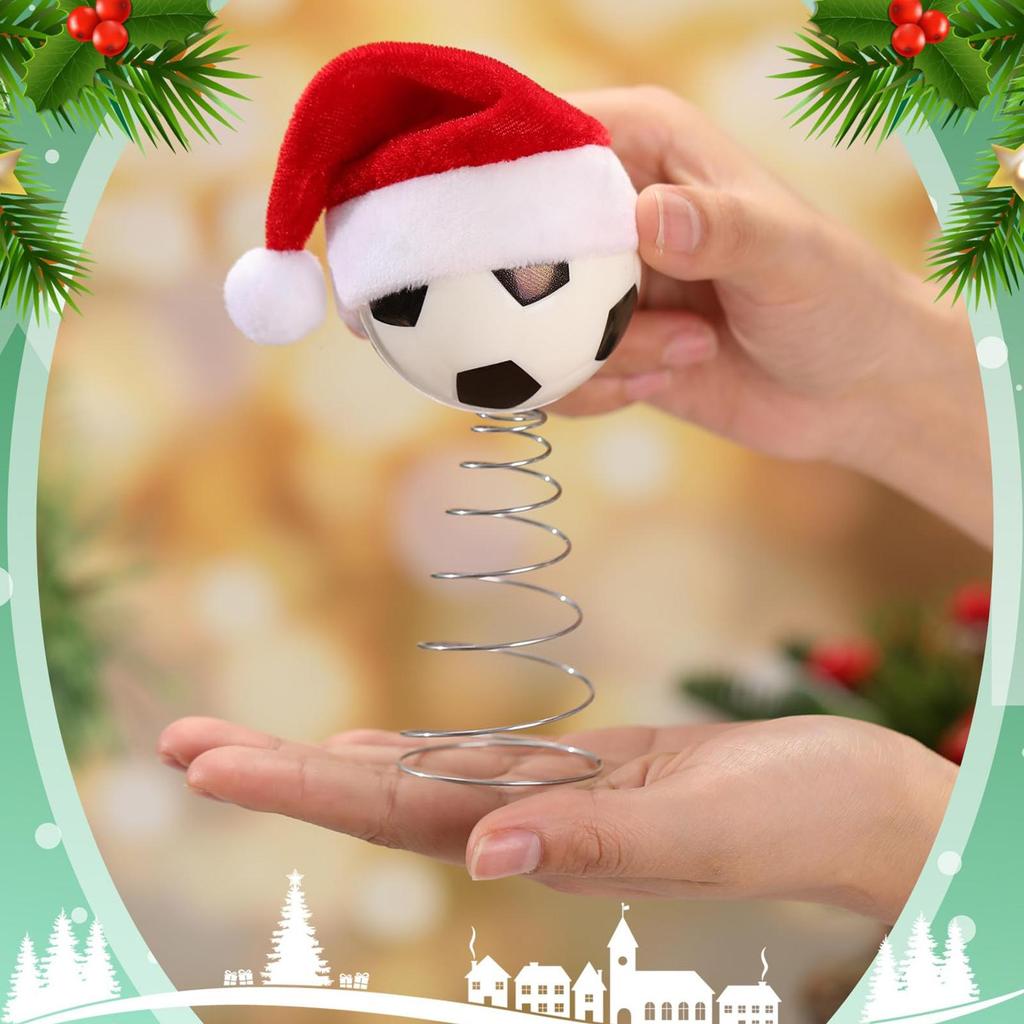 Christmas Tree Top Football Soccer With Santa Hat Tree Decor Christmas Tabletop Ornament for Outdoor Winter Holiday Studio