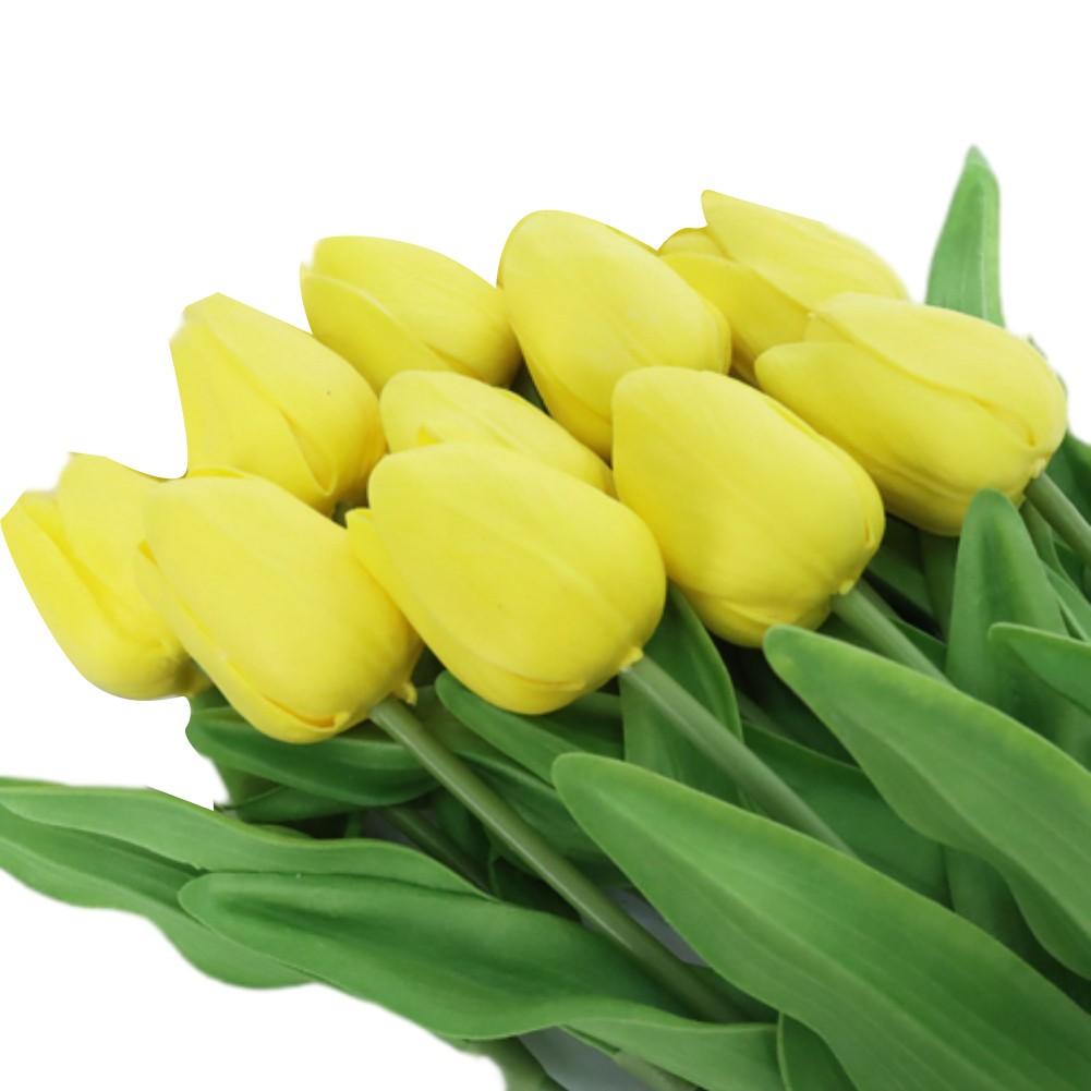 

Мини Тюльпаны Искусственные Цветы 10шт Подходят для Детских Вечеринок и Крещений жёлтый