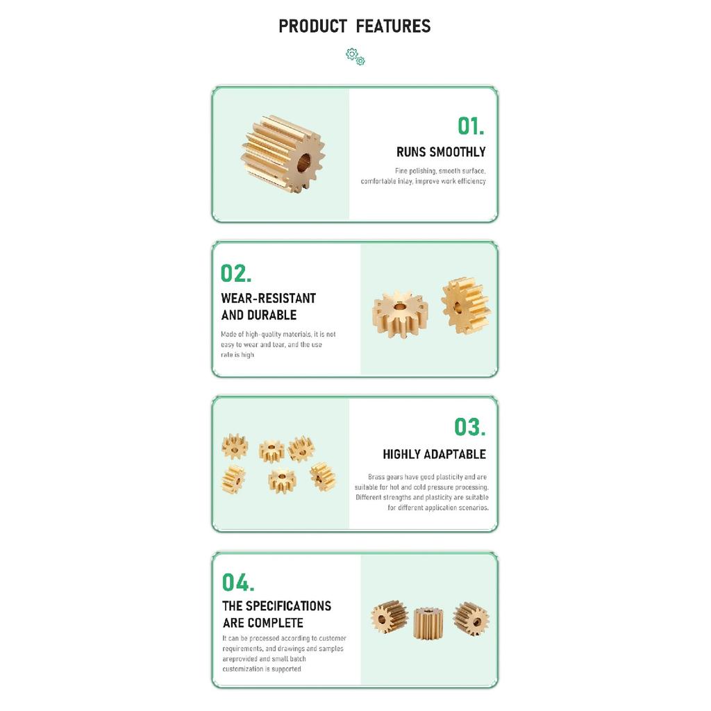 10PC 0.5 Modulus Brass Gears 7/8/9/10/11/12-21 Teeth Small Modulus Copper Gears 0.5M Thickness 5mm Spindle Gears Toy Accessories