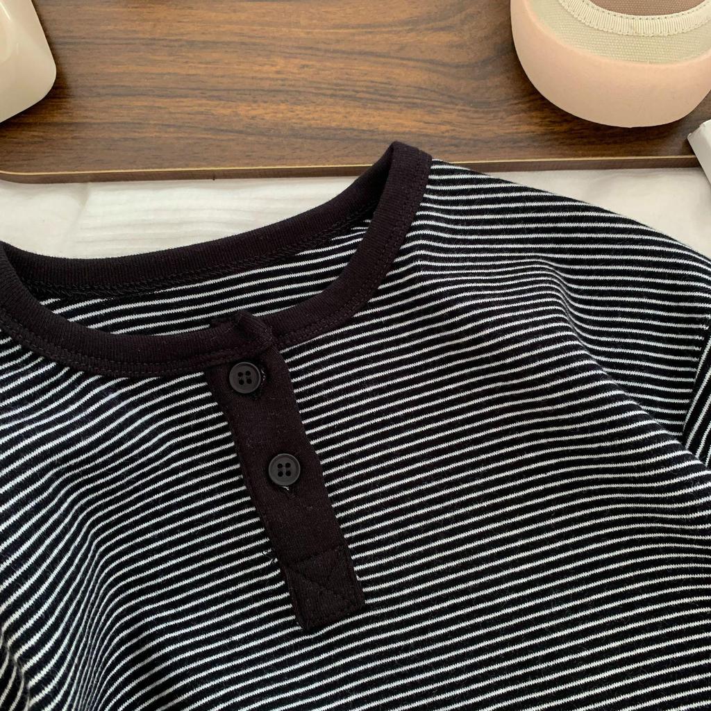 Kids' 2025 Korean-Style Striped Long-Sleeve T-shirt - Boys & Girls, Autumn Collection C0209