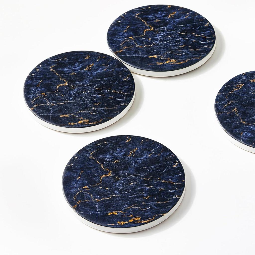 Ceramic Coasters with Matt Finish On Top & Cork Base | Coasters for Cups Set of 6 |