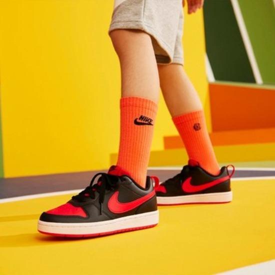 Nike Court Borough Low 2 Nero Rosso Universitario GS BQ5448-007