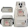 Pusheen fette Katze niedlicher Cartoon bedruckter Schulranzen grenzüberschreitende Studenten tragbare Umhängetasche Federmäppchen dreiteiliges Set