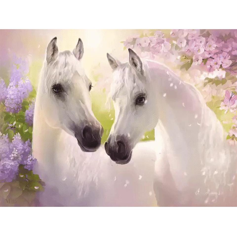 5D-Runddiamantgemälde mit Tierdiamantstickerei „;Pferd"; Strass-Mosaik-Bild, Kreuzstich-Set, DIY-Heimdekoration, Geschenk