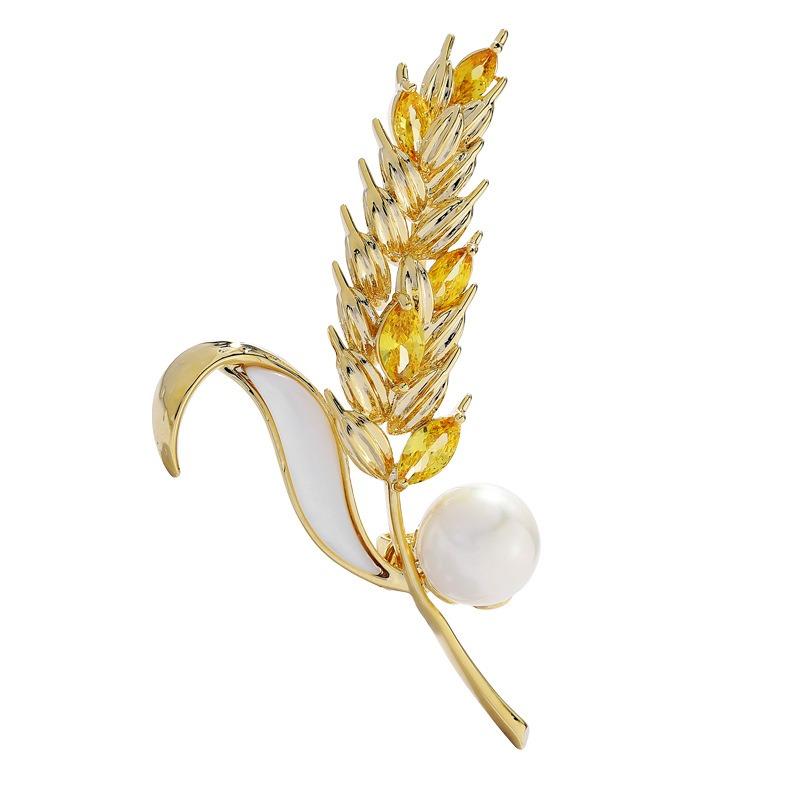 Japanese and Korean Pearl Wheat Ear Brooch, Women's Design Sense, Elegant Brooch Accessory, Exquisite Suit, Suit Corsage