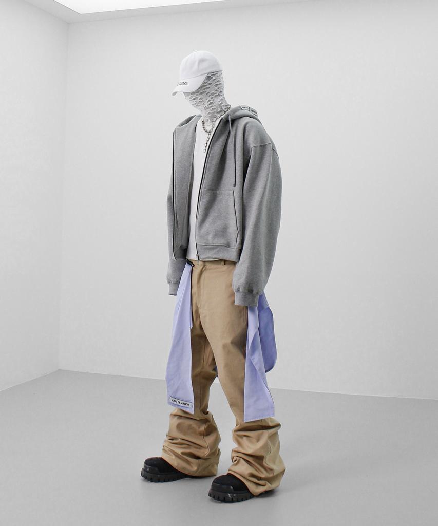 Loeolingladeu Shirt Zipper Flare Pants Beige