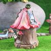 Creative Mushroom House & Flower House Ornaments Solar-Powered Garden Figurines, Yard Landscape Decor, Resin Handicrafts