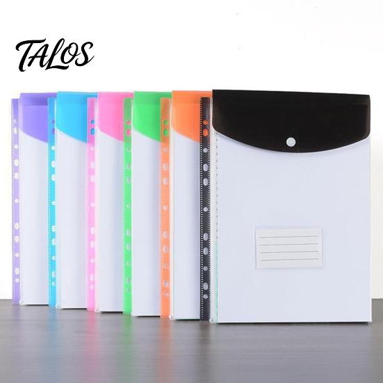 Flip-top Document Folder 3Pcs 11 Hole A4 File with Snap Button, Colorful Organizer, Department Horizontal & Vertical Transparent Label Slot,