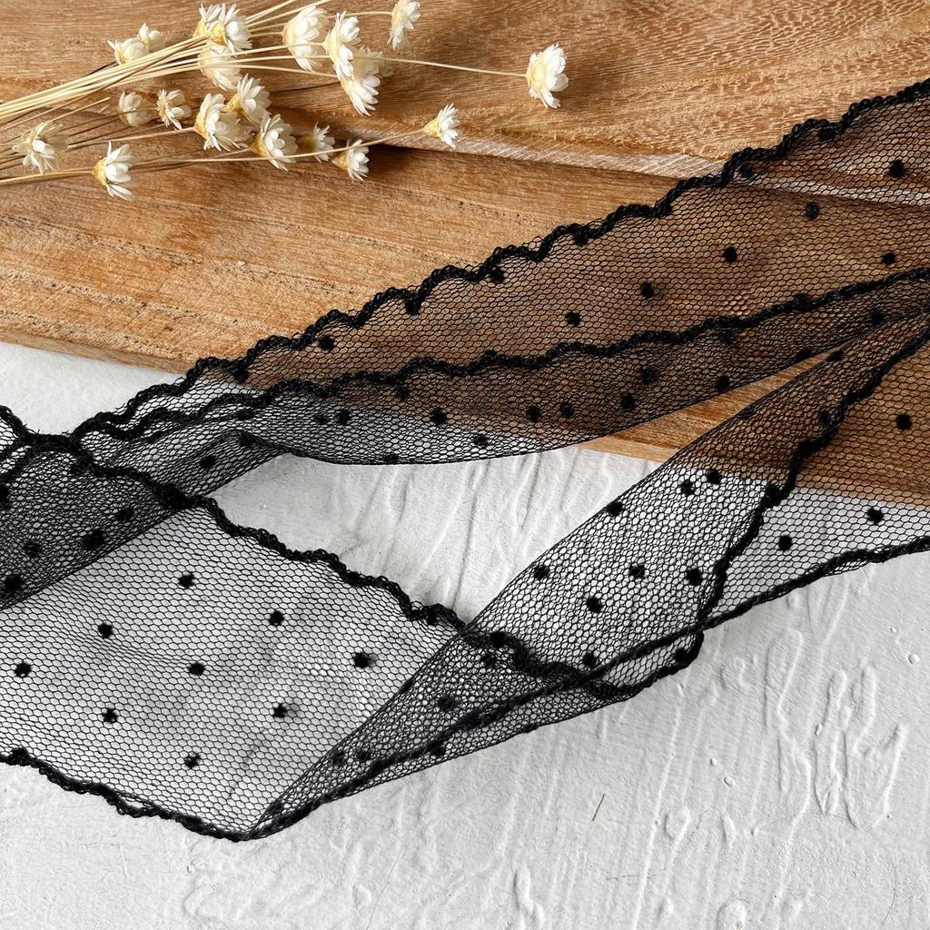 Black Lace Organza Fabric for DIY Clothing & Accessories - Neckline & Skirt Hem Decoration