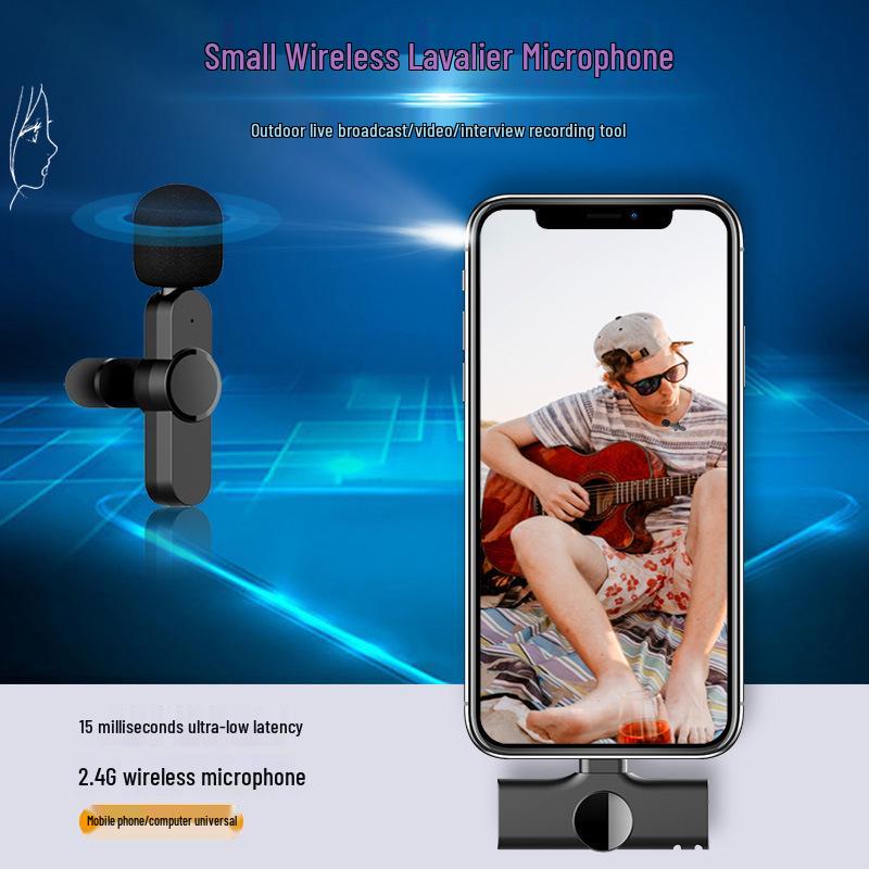 2,4G Drahtloses Ansteckmikrofon mit intelligenter Rauschunterdrückung für Live-Streaming, Kurzvideos und Tonaufnahmen