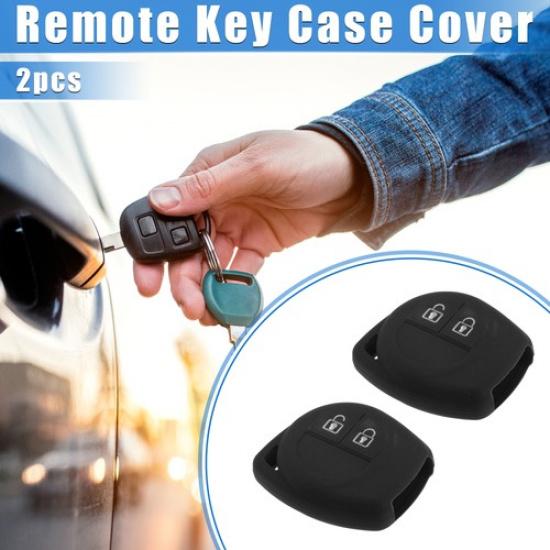 2 Pcs Car Remote Key Fob Case Protector for Suzuki 2 Button Silicone Black