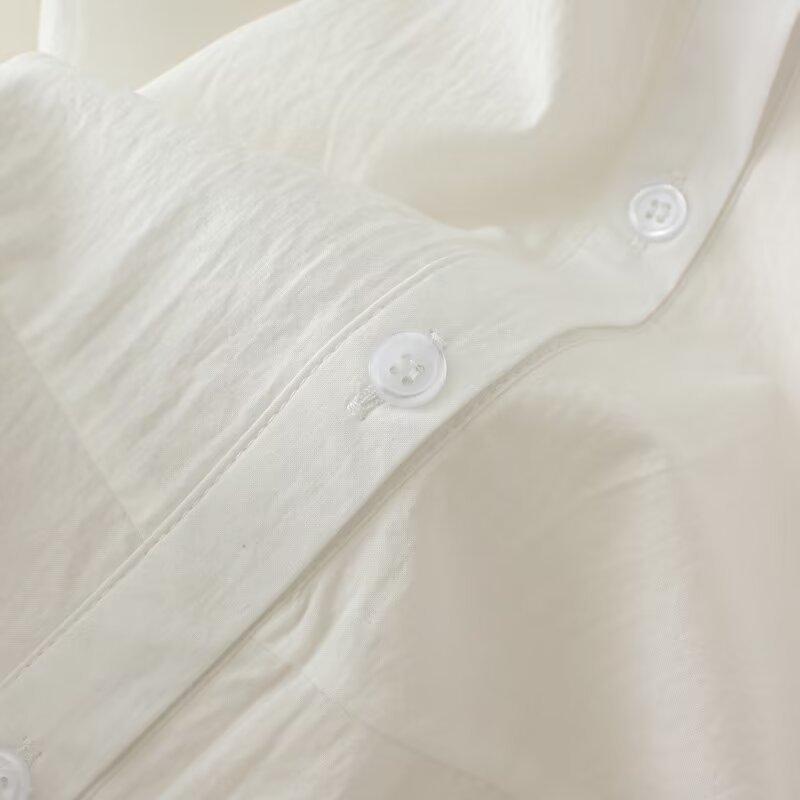 Women Plus Size Simple Solid Long Sleeve Casual Shirt
