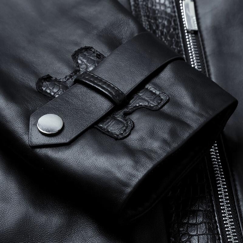 Fu Ting Men's Crocodile Texture Sheepskin Leather Jacket