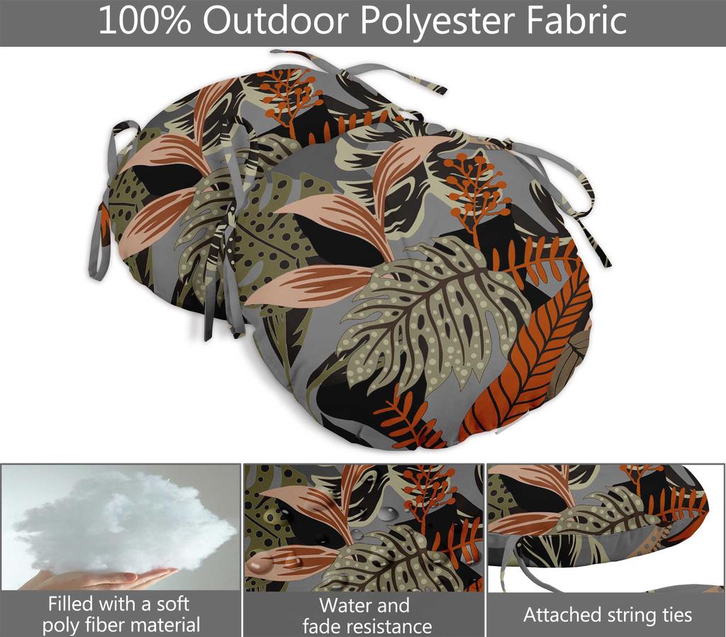 Vargottam Indoor Outdoor Round Bistro Chair Cushions Block Print 15-Inch Bistro Chair Pads Waterproof Seat Chair Cushion For Home