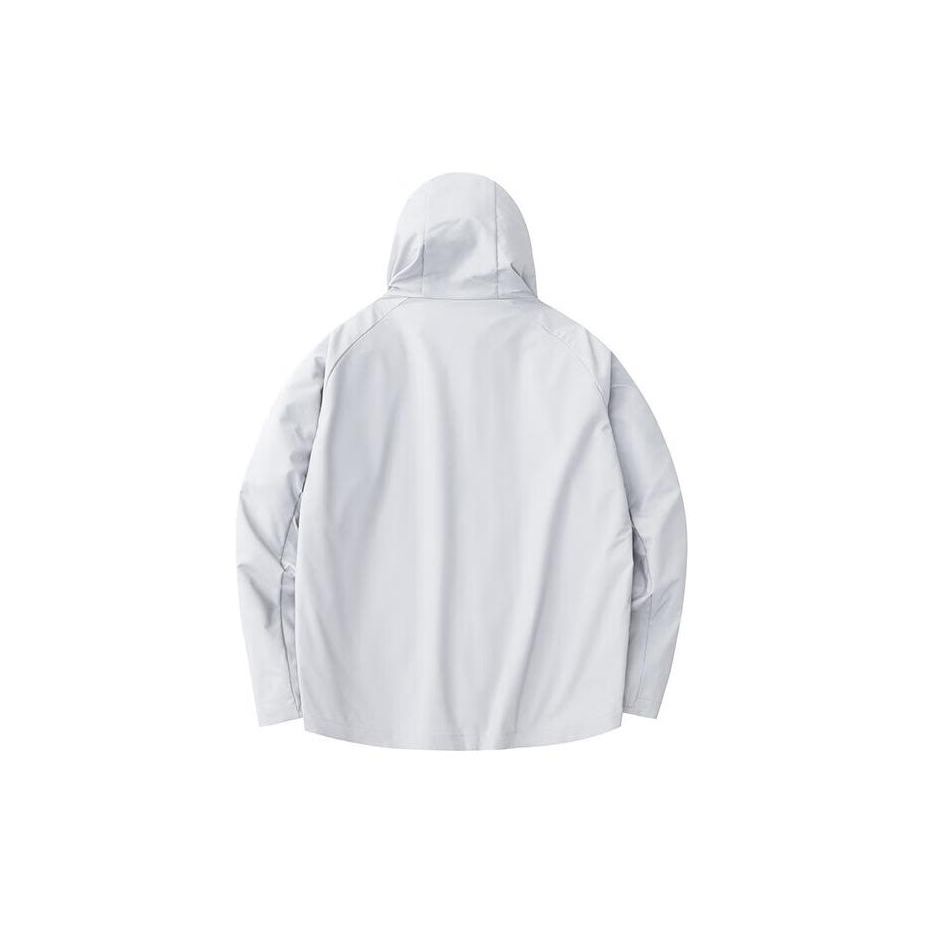 Anta Solid Color Zipper Hooded Running Sports Jacket Men Jackets Cloud-Gray 952411602-2