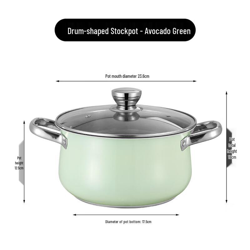 Lilang Deep Drum-Shaped Stock Pot