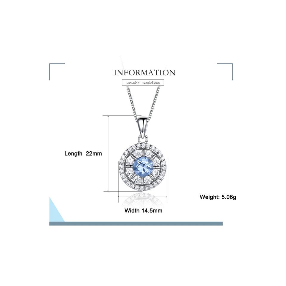 Umcho Leaf Blue Pendant Necklace Gemstone For Girl Gift Fine Jewelry