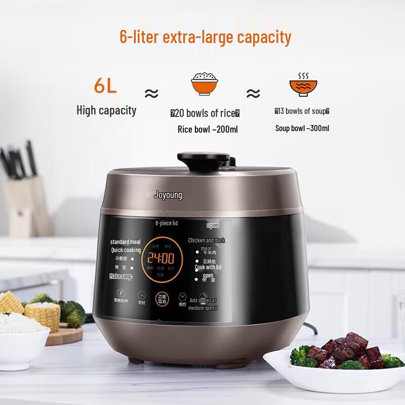 Joyoung 6L Smart Electric Pressure Cooker with Double Pots CN plug (adapter included)