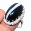 Banded Agate Gemstone 925 Sterling Silver Gift Jewelry Ring Size 7.5