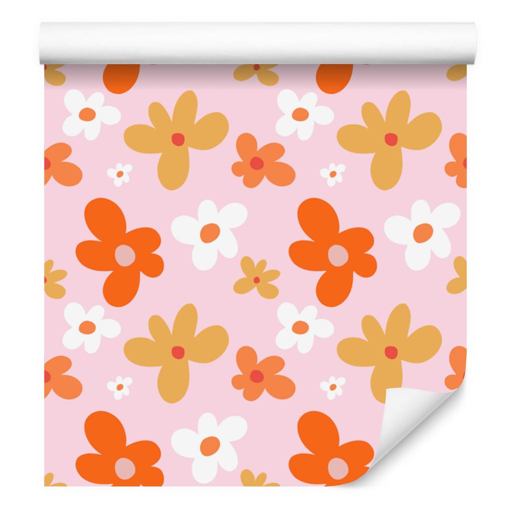 Powder Pink and Peach Flowers Wallpaper for Living Room and Bedroom 50x1000
