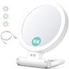3 Colors LED Vanity Mirror with Touch Screen 5/10x USB Rechargeable Dimming Makeup Mirror 3 Brightness Portable