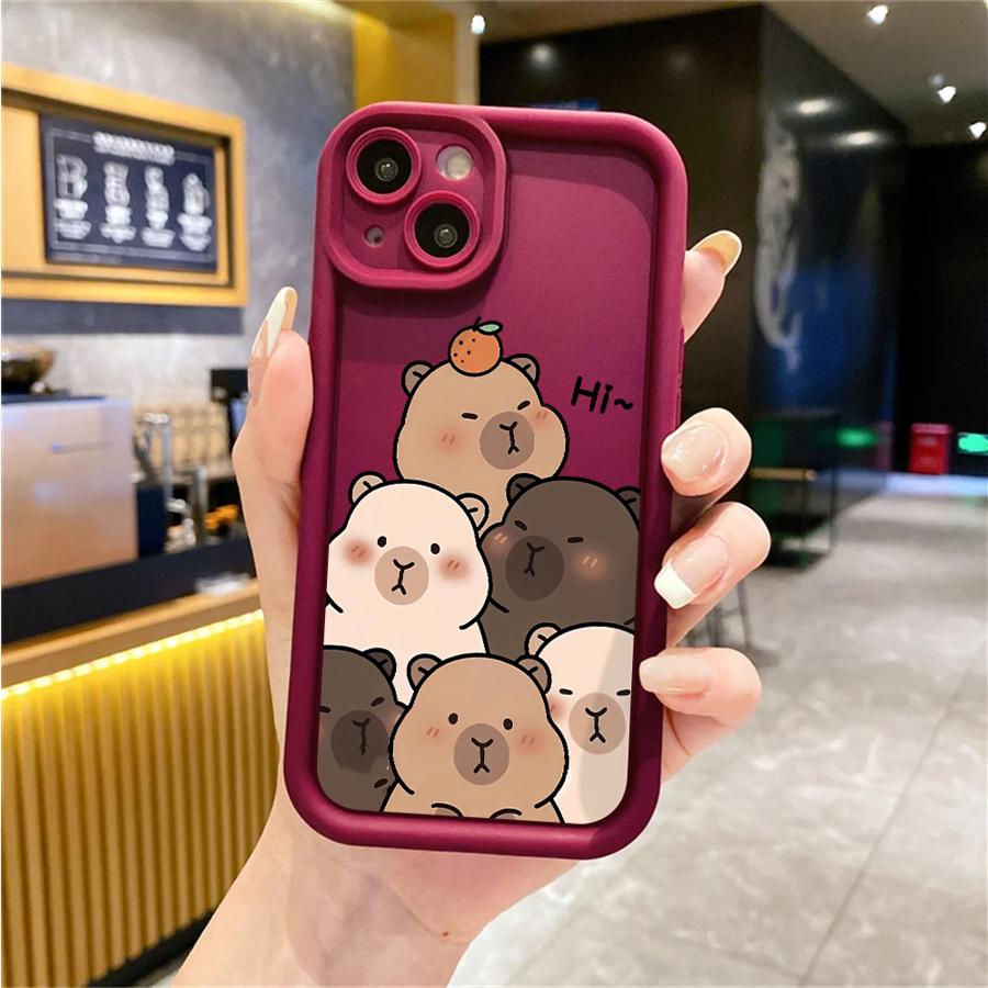 Cartoon Cute Capybara Case for iPhone 12 Mini 14 XS XR 13 Pro MAX 15 Plus 11 16 Plus 14 Pro 11 16e Soft TPU