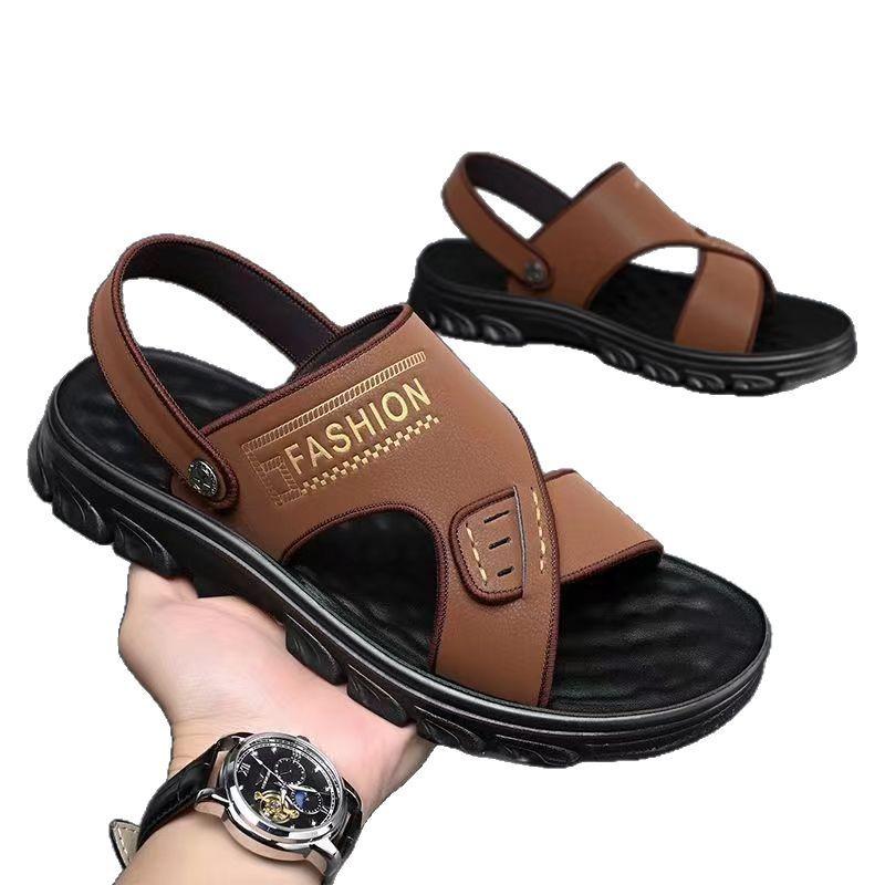 Herren Sommer Mode Rutschfeste Ledersandalen - Vielseitige Weiche Sohle Strand-Slipper