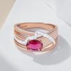 Red Natural Zircon Bride Wedding Ring Fashion Crystal Flower  Rose Gold  Color Mix Fine Daily Jewelry Women