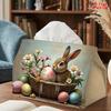 2D Flat 1pc, Tissue Box. Easter Egg Rabbit Flower Basket Pattern Napkin Dispenser, Reusable, Daily Desktop Tissue Storage Box, Suitable for Kitchen Li