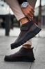 Men's Fashion Faux Leather Flat Heeled Boots Bootie CPyramid Long Boots Black Shoes