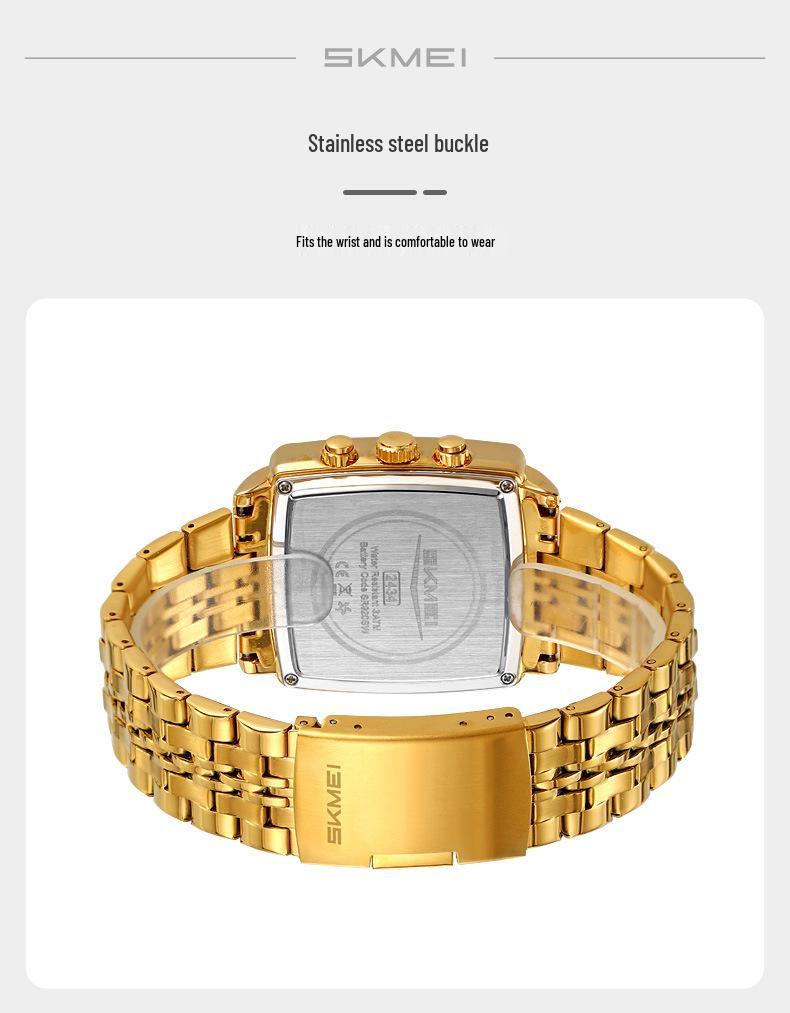 Shike Mei Men's Multifunctional Chronograph Watch - Waterproof, Luminous, Calendar, Steel Strap.