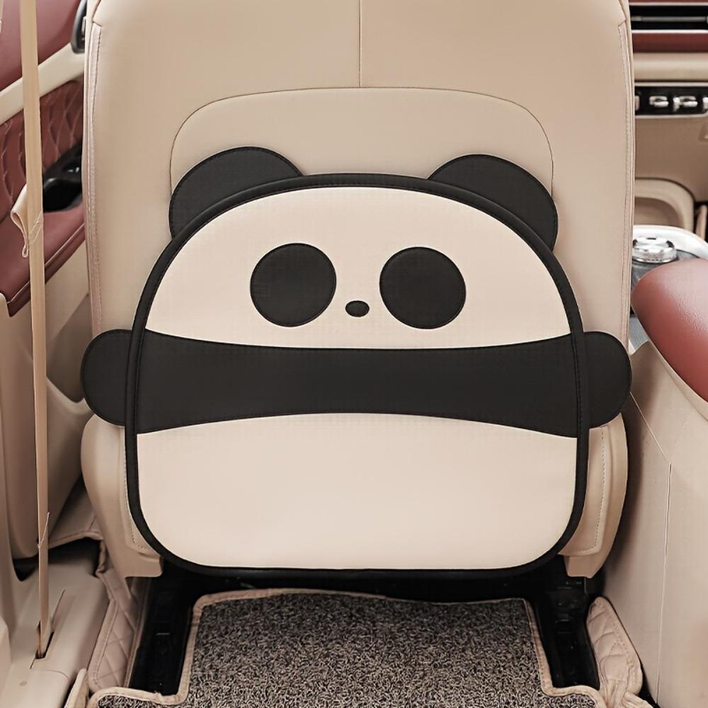 1PC Cute Bear Faux Leather Car Anti-Kick Pad Multifunctional Seat Back Protector,Dirt Resistant, Easy To Clean, Easy To Install,Fits Most Vehicles