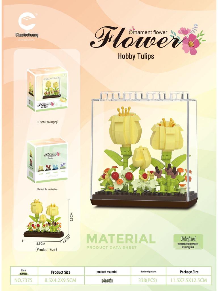 Preserved Flower Bonsai & Rose Succulent Building Blocks - Compatible with LEGO
