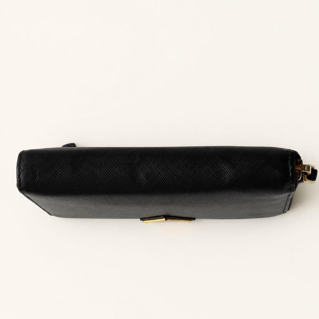 Used PRADA Saffiano Compact Wallet Coin Case Black