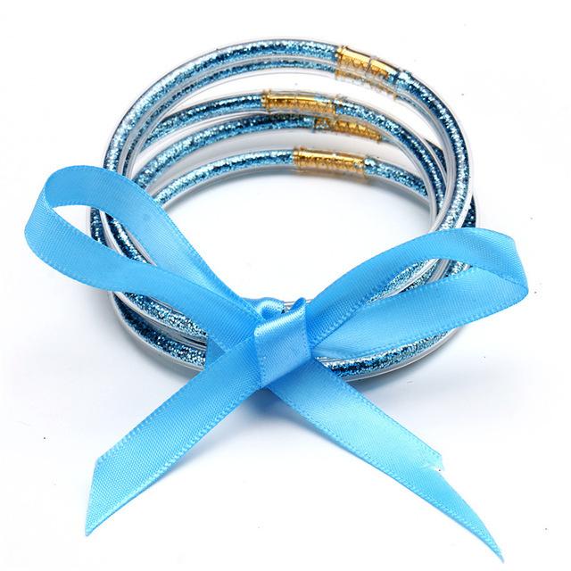 Multilayer Silicone Gold Powder Bracelet Ribbon Set Ladies Bow Christmas Bracelet Bracelet