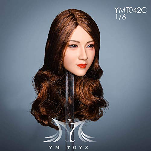 [TOYBARJAPAN] 1/6 Scale Action Figure Head, YMTOYS YMT042C, Pure, Long Brown Hair, Beautiful Asian College Student (Body and Outfit Not Included)