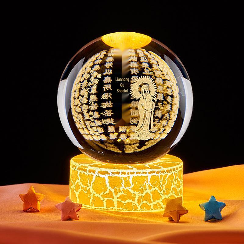 Jackfruit Heart Sutra 3D Crystal Ball Night Light - Creative Gift for Birthday or Qixi Festival