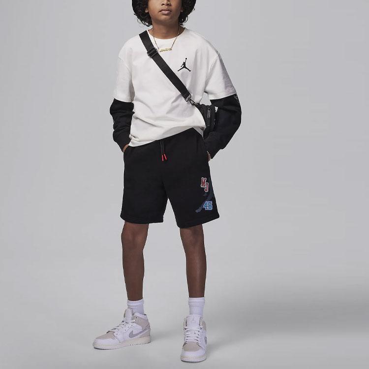 Jordan Sneaker School Letter And Number Print Pattern Lace-Up Shorts Kids Shorts Black 95D035-023
