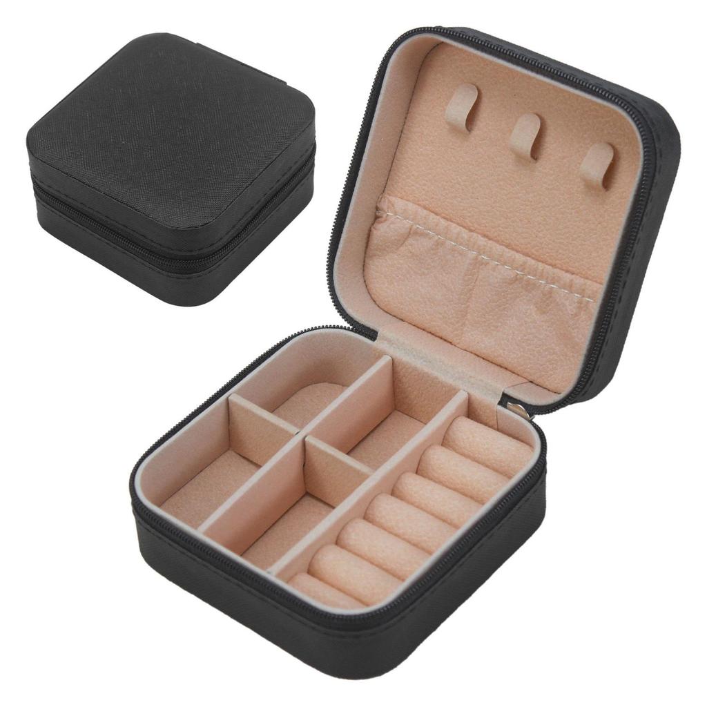 Compact Zipper Jewelry Box for Necklace, Ring & Earrings Storage