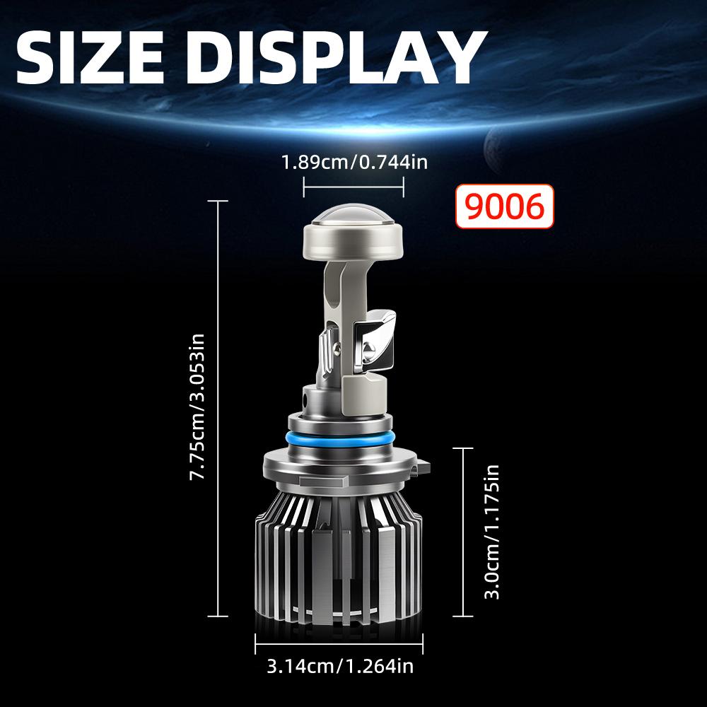 

roadsun 120W 20000LM 9005 HB3 9006 HB4 +with Mini Projector Lens Canbus Car Headlight LED Projector Bulbs 6500K White