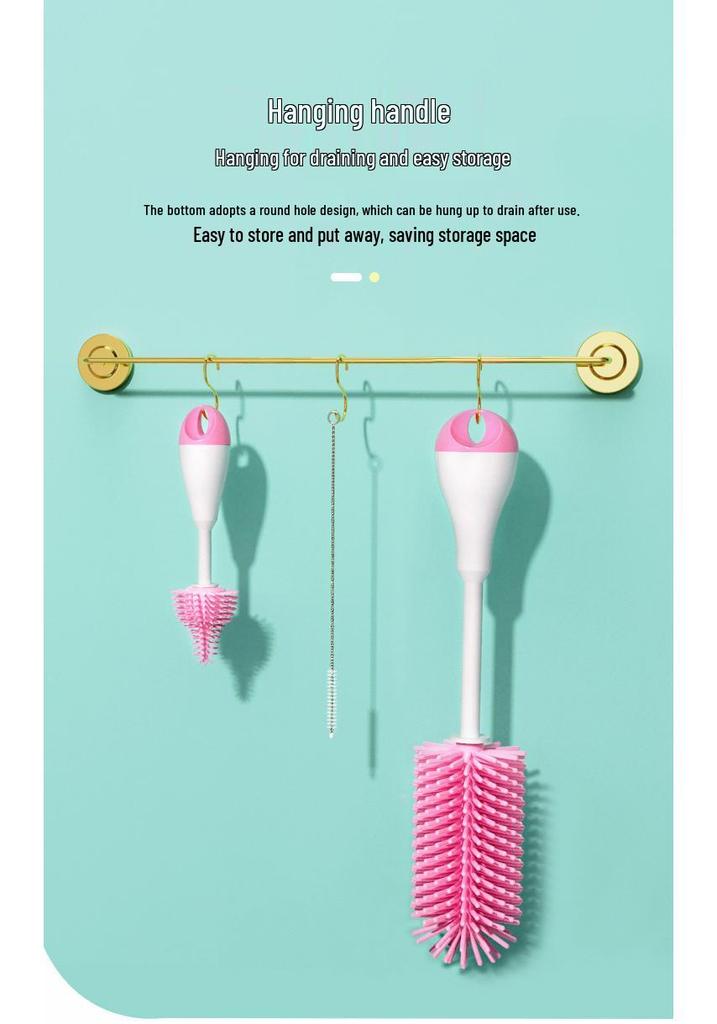 Anpei 360° Rotating Silicone Bottle & Nipple Cleaning Brush Set