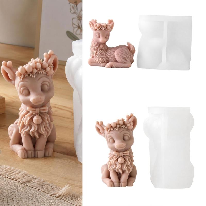 Christmas Deer Candle Form, Flexible Silicone Casting Form for DIY Winter Craft and Holiday Display Use