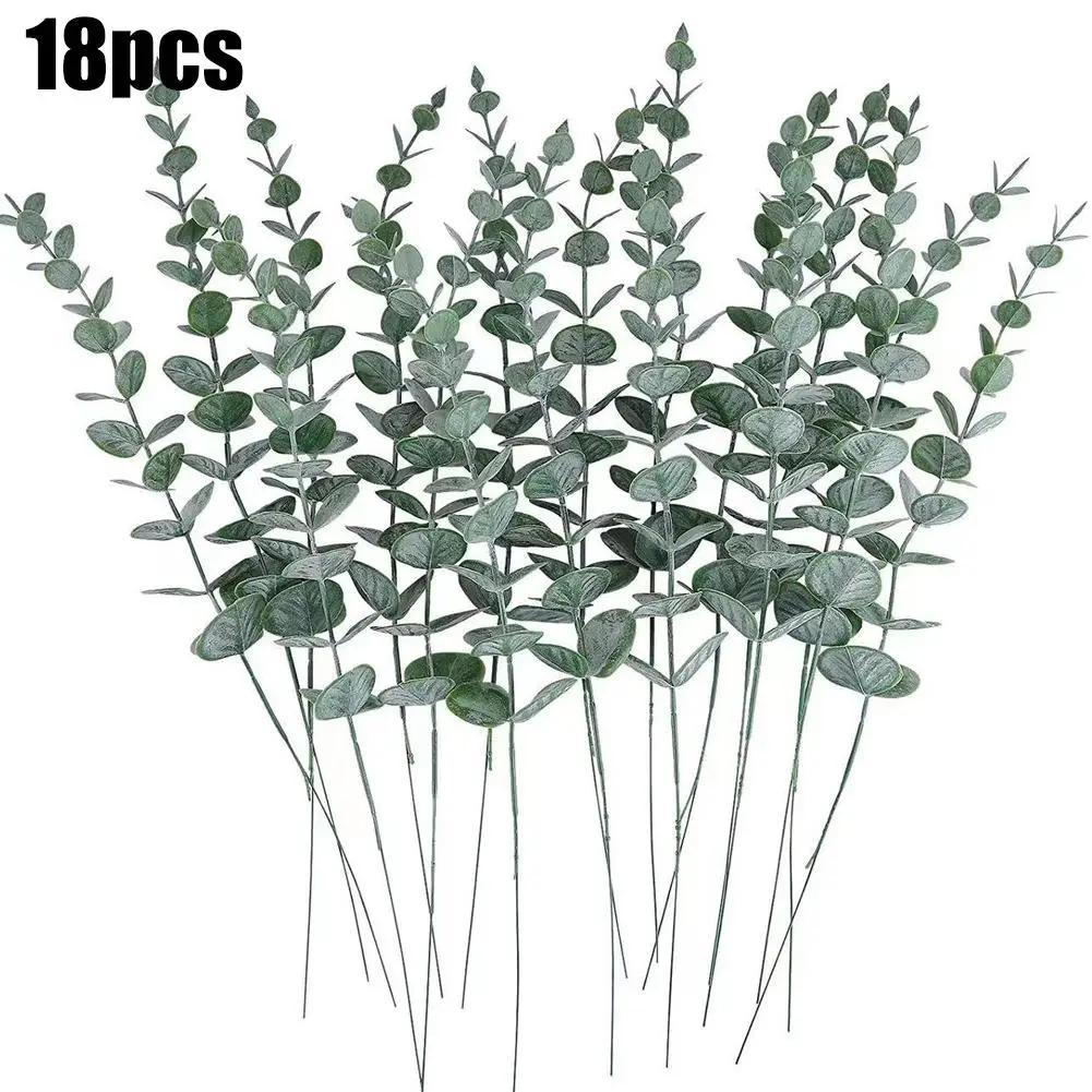 18pcs Eucalyptus Stems Artificial Eucalyptus Leaves For Wedding Home Christmas Decoration 2026 Christmas